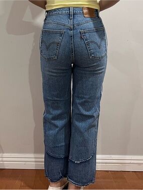 Levi's Women's Blue Wide-Leg Layered Hem Ribcage Jeans